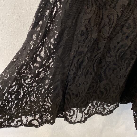 All That Jazz Vintage 90’s Black Lace Mini Dress Sz 2 Nylon Rayon Lined Zipper - Picture 3 of 12